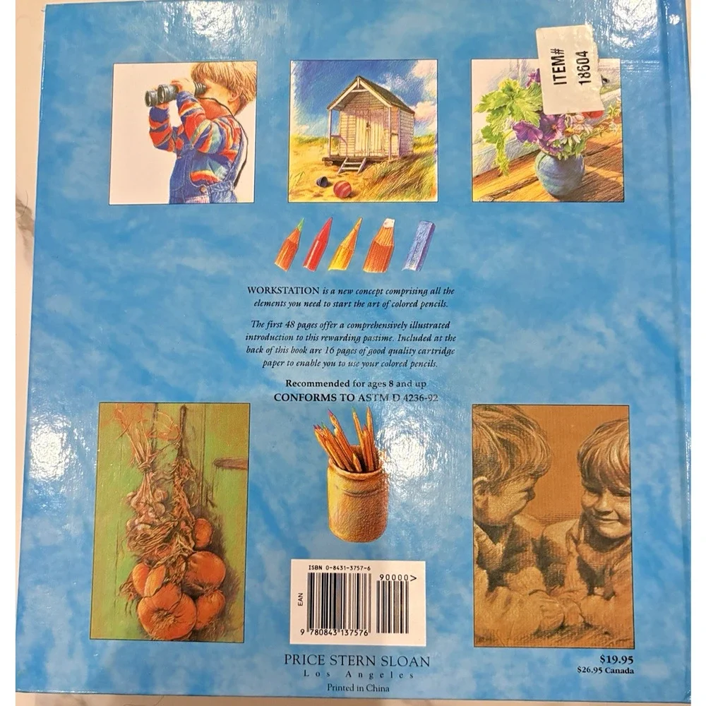 1993 Colored Pencils Workstation Art Drawing Kit Book Pencils Eraser New Vintage